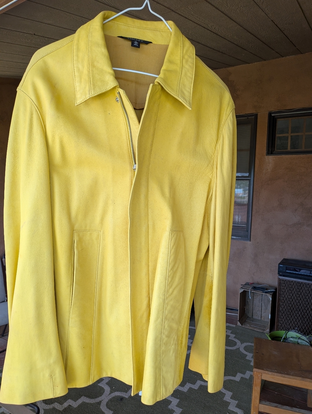 Dkny Yellow Leather Zip Jacket